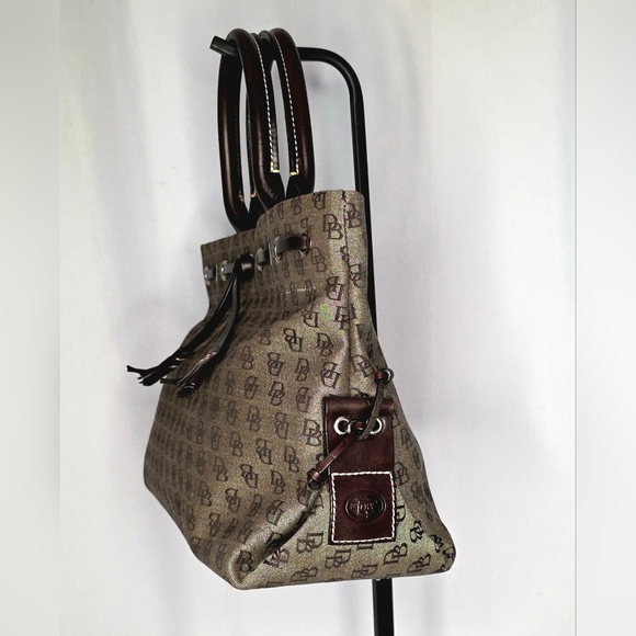 Dooney & Bourke Monogram Tote | Brown Canvas Leather Trim | EUC - Picture 4 of 7